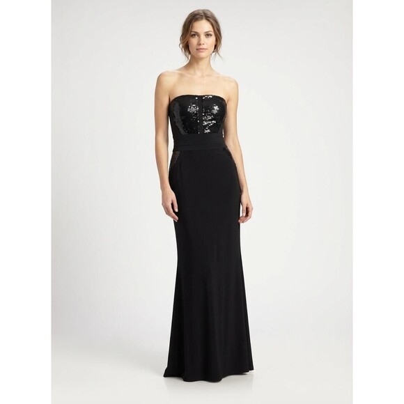 Calvin Klein Dresses & Skirts - Calvin Klein Size 8 Black Sequin Mermaid Dress Strapless Formal Evening Maxi